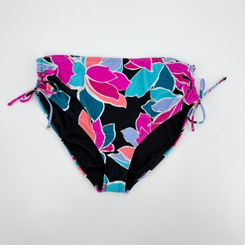 Decree Womens XXL High Rise Adjustable Bikini Bottom Floral Chasing Rainbows